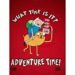 Gildan Finn & Jake Mens Adventure What Time Is It Red T-shirt Cartoon Size XL